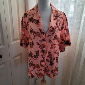 A.L.C. Sullivan Print Linen Shirt Sandstone Multi Size S Pre-owned